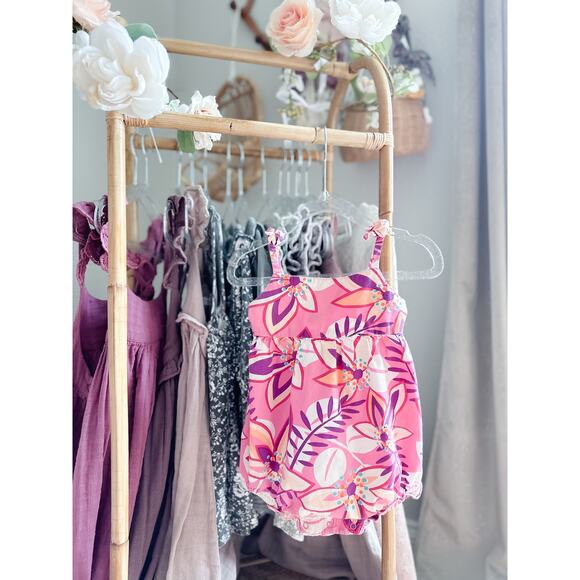 EUC Old Navy Tropical Floral Print Playsuit Romper 12-18mths - Picture 1 of 2